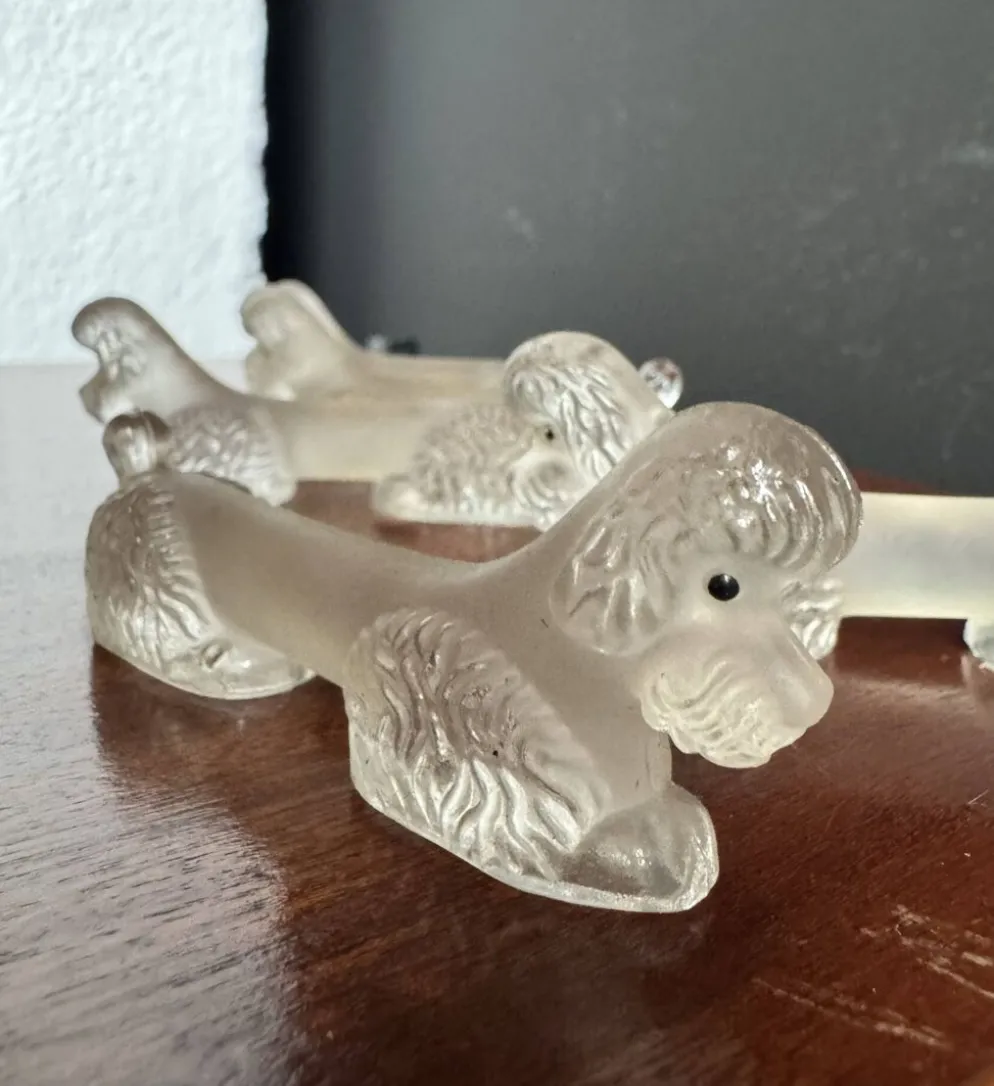 Porte couteaux caniche verre Art Déco