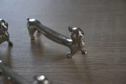 6 porte-couteaux chat en métal argenté