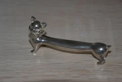 6 porte-couteaux chat en métal argenté