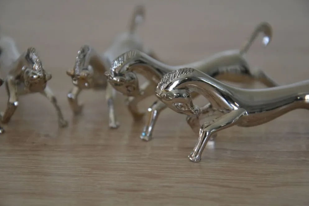 6 porte-couteaux "cheval" en métal argenté