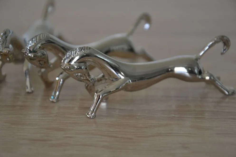 6 porte-couteaux "cheval" en métal argenté