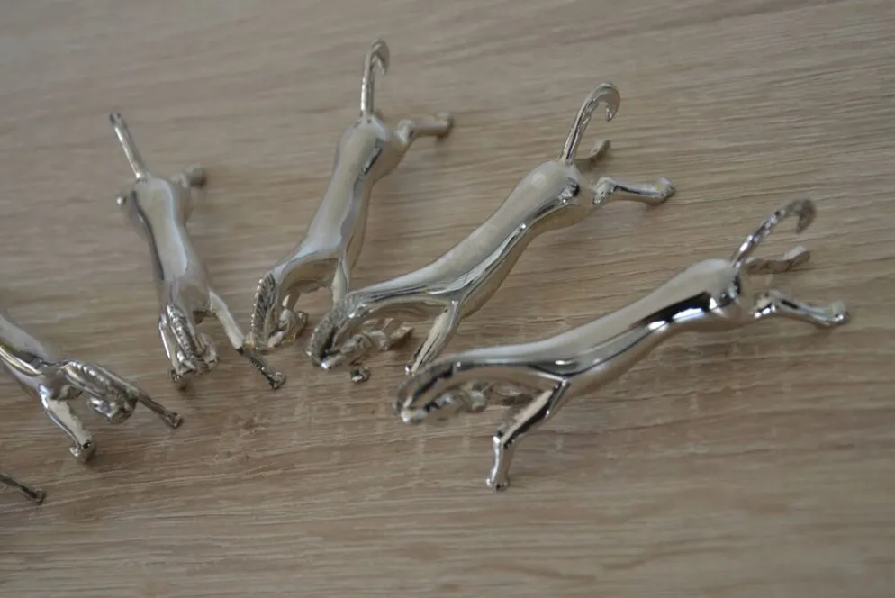 6 porte-couteaux "cheval" en métal argenté