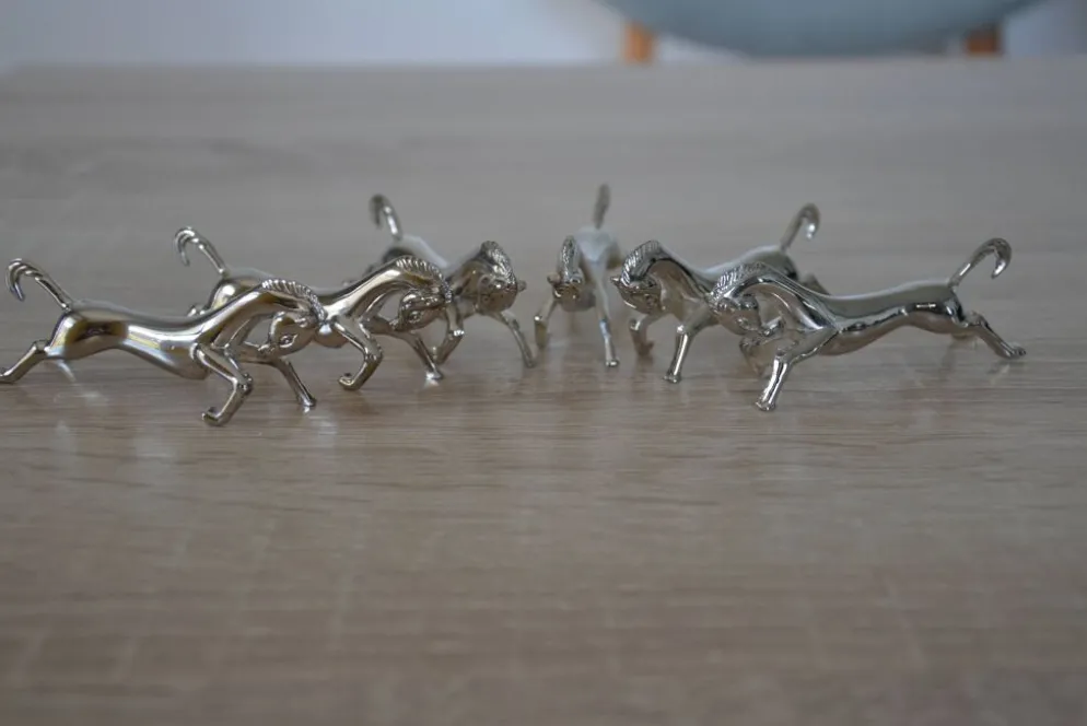 6 porte-couteaux "cheval" en métal argenté