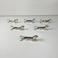 6 porte-couteaux chevaux ancien en métal argenté