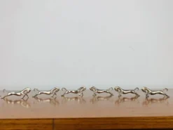 6 porte-couteaux chevaux en métal argenté vintage