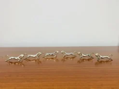 6 porte-couteaux chevaux en métal argenté vintage