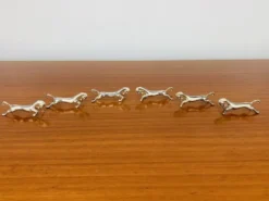 6 porte-couteaux chevaux en métal argenté vintage