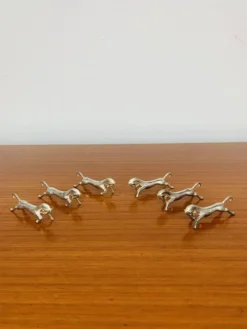 6 porte-couteaux chevaux en métal argenté vintage
