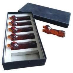 Porte couteaux chiens en verre moulé