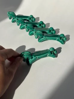 Porte-couteaux céramique vert Chevaux