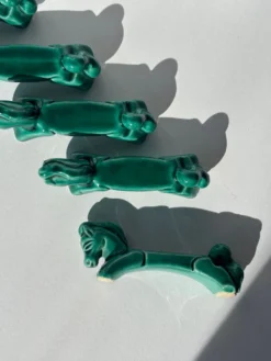 Porte-couteaux céramique vert Chevaux
