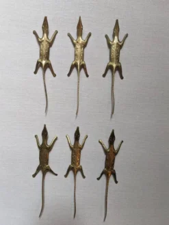 Porte-couteaux crocodile en bronze, artisanat d'art africain