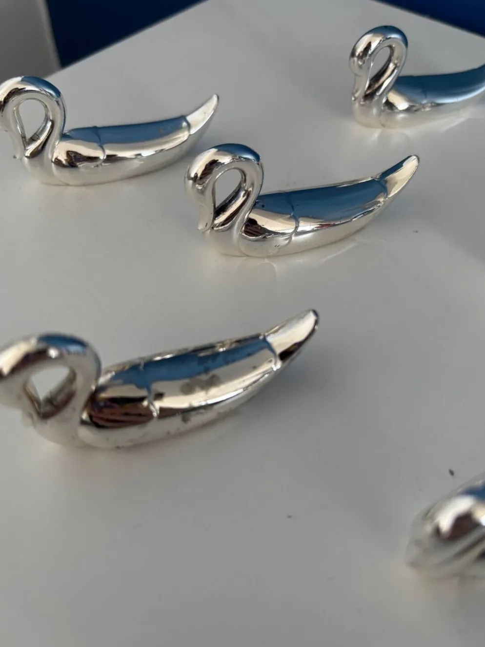 8 porte-couteaux cygnes vintage en métal argenté