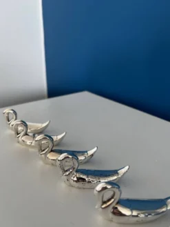 8 porte-couteaux cygnes vintage en métal argenté