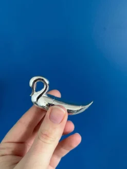 8 porte-couteaux cygnes vintage en métal argenté