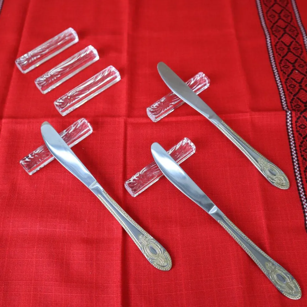 6 porte-couteaux de la cristalleries de vannes le chatel - france 1765