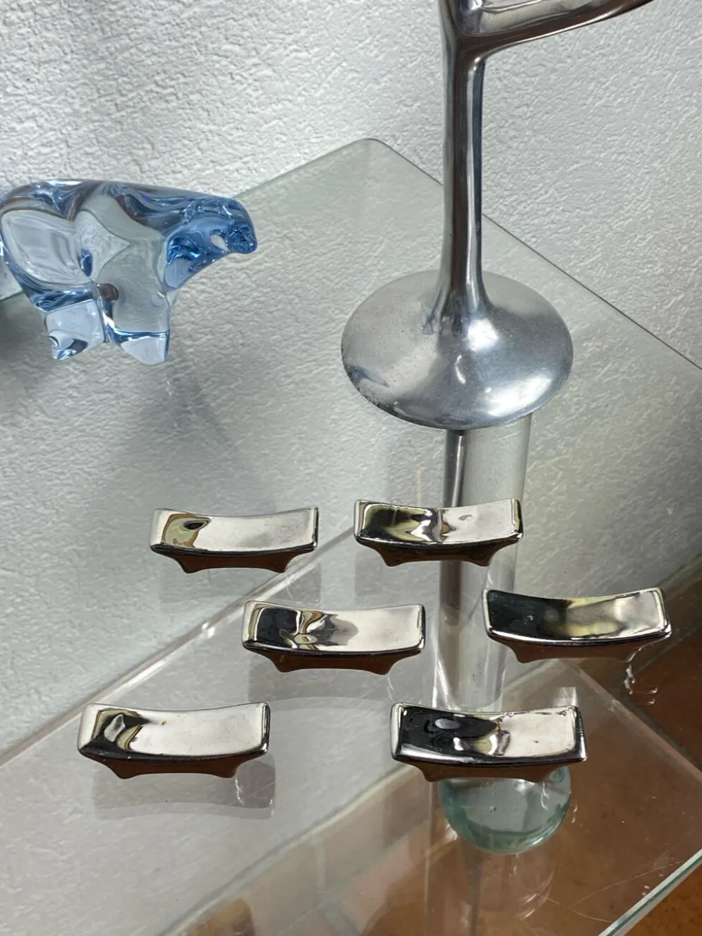 Porte-couteaux en céramique argentée