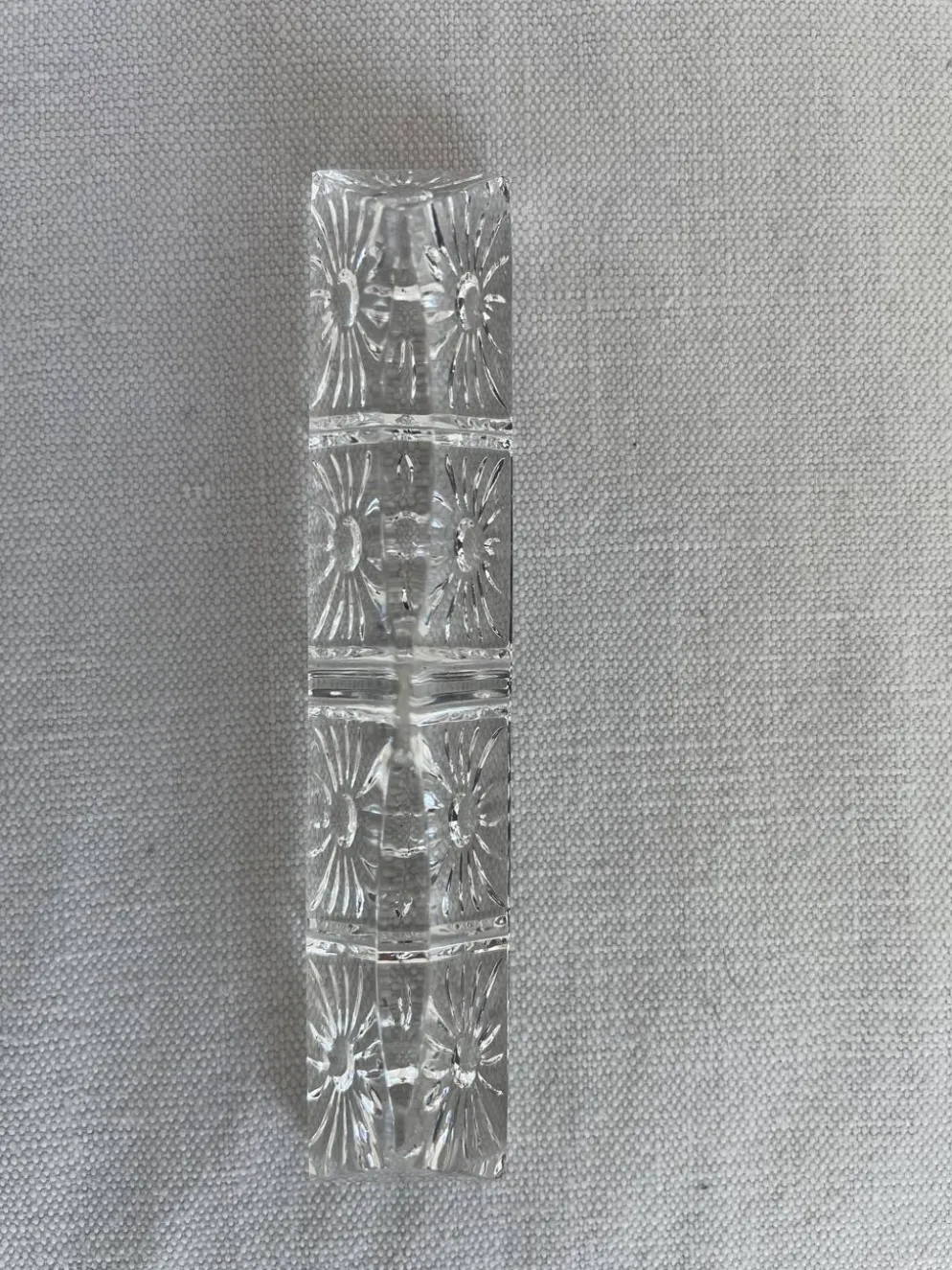 Porte-couteaux en cristal, Motif floral en relief, Art de la table vintage