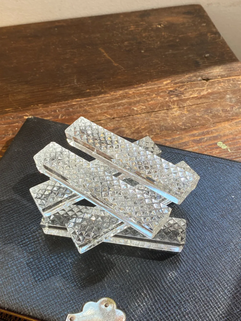 Porte-couteaux en cristal, pointe de diamant