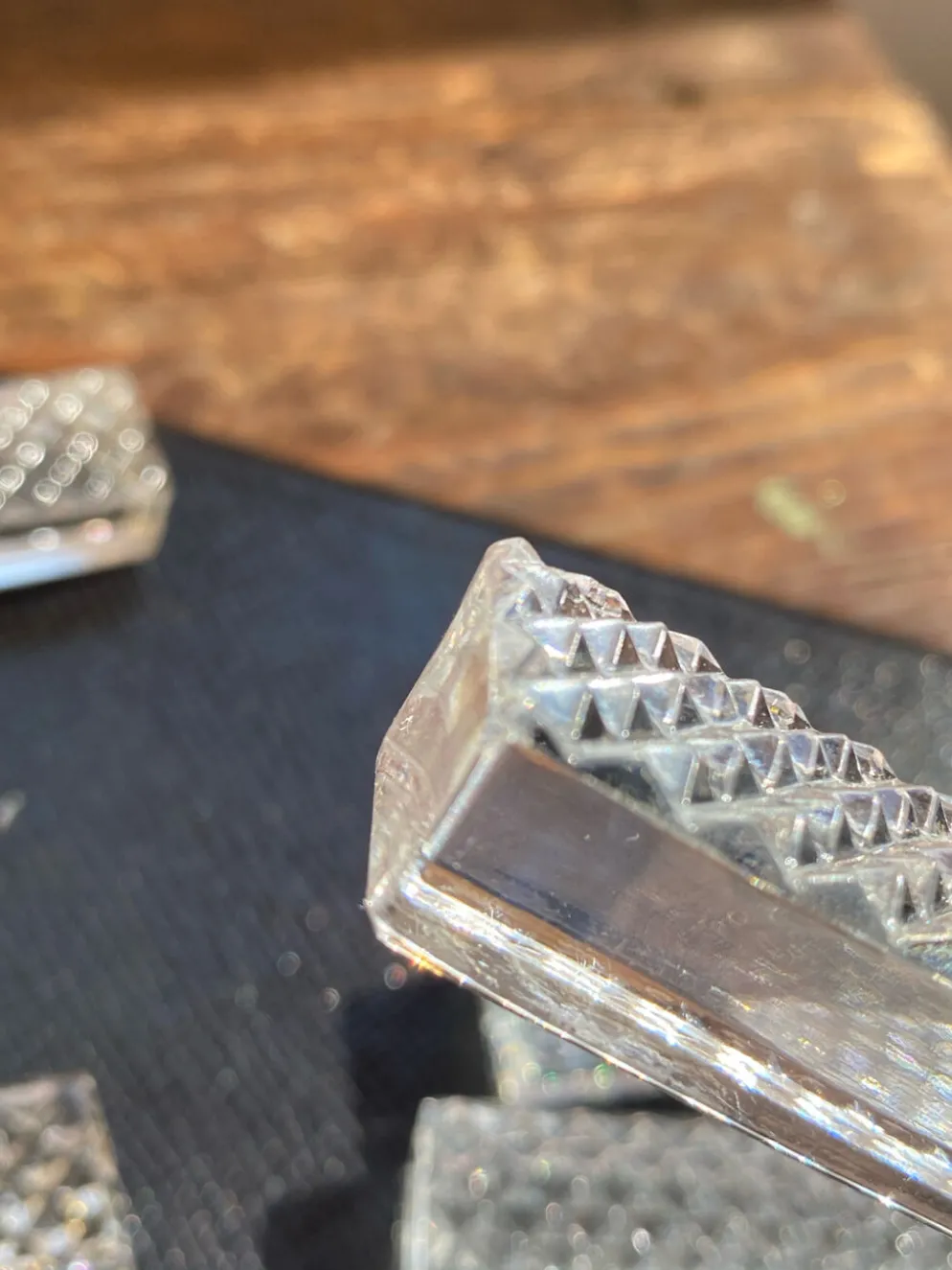 Porte-couteaux en cristal, pointe de diamant