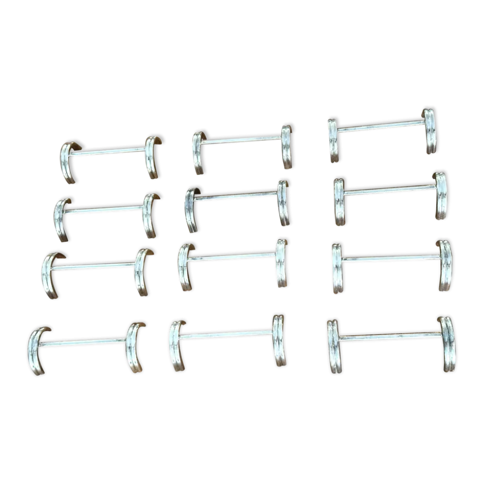 12 porte-couteaux en métal argenté Saint Hilaire modèle Arceaux en coffret