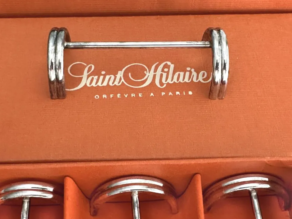12 porte-couteaux en métal argenté Saint Hilaire modèle Arceaux en coffret