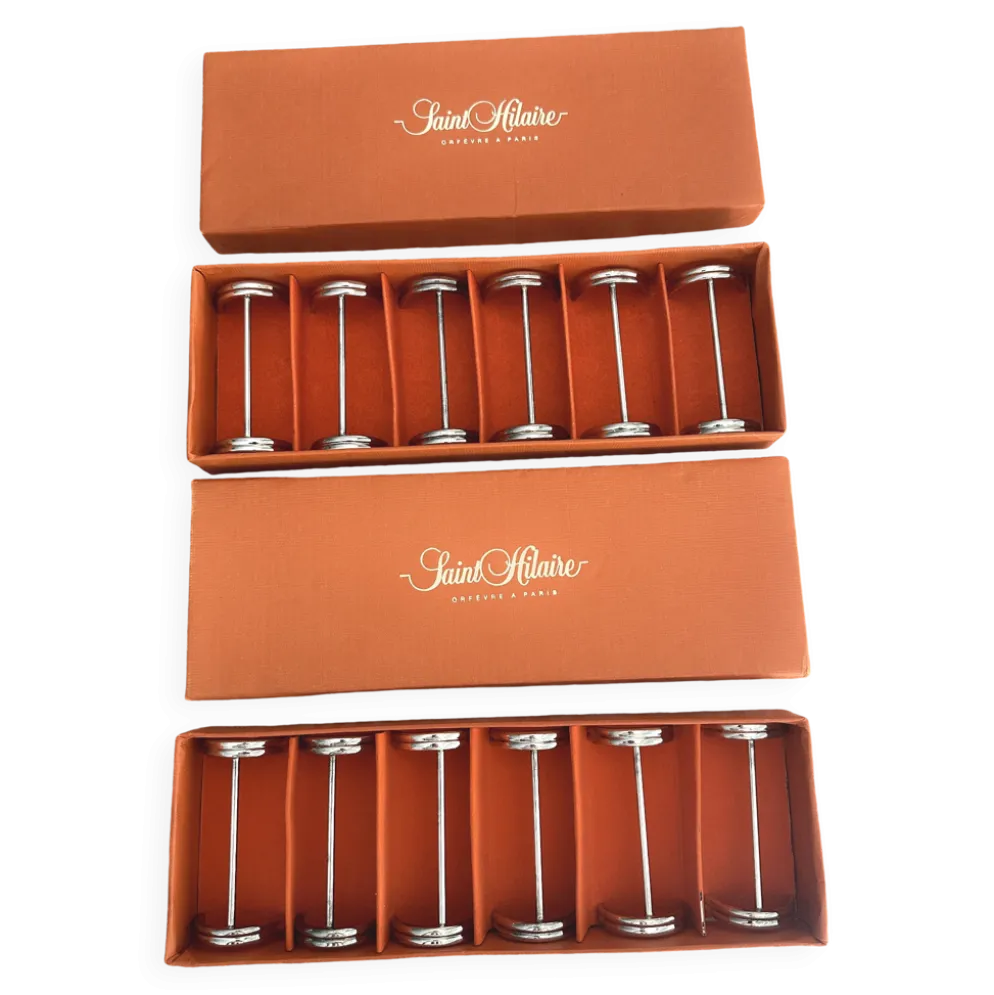 12 porte-couteaux en métal argenté Saint Hilaire modèle Arceaux en coffret