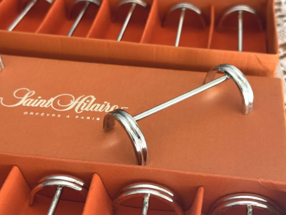 12 porte-couteaux en métal argenté Saint Hilaire modèle Arceaux en coffret