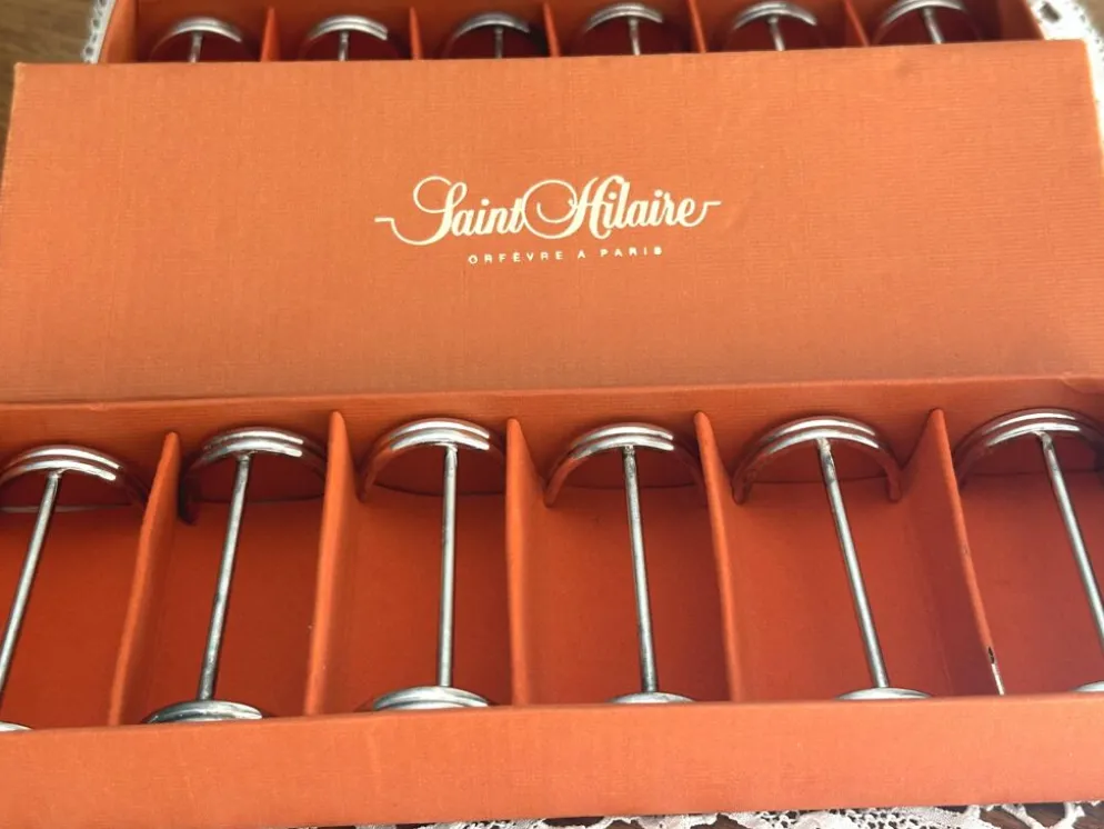 12 porte-couteaux en métal argenté Saint Hilaire modèle Arceaux en coffret