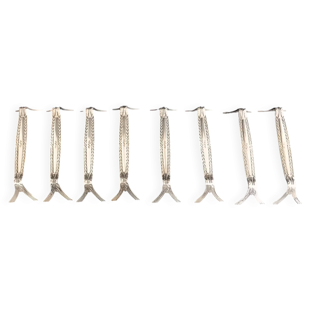 8 porte-couteaux en métal argenté, décor de palmettes, WMF 1880