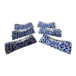6 porte-couteaux en porcelaine bleue