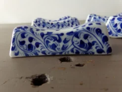 6 porte-couteaux en porcelaine bleue