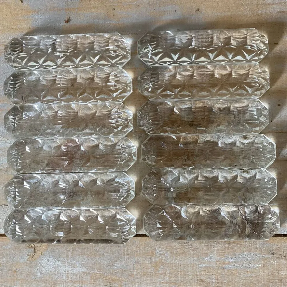 Porte couteaux en verre moulé , années 50-60