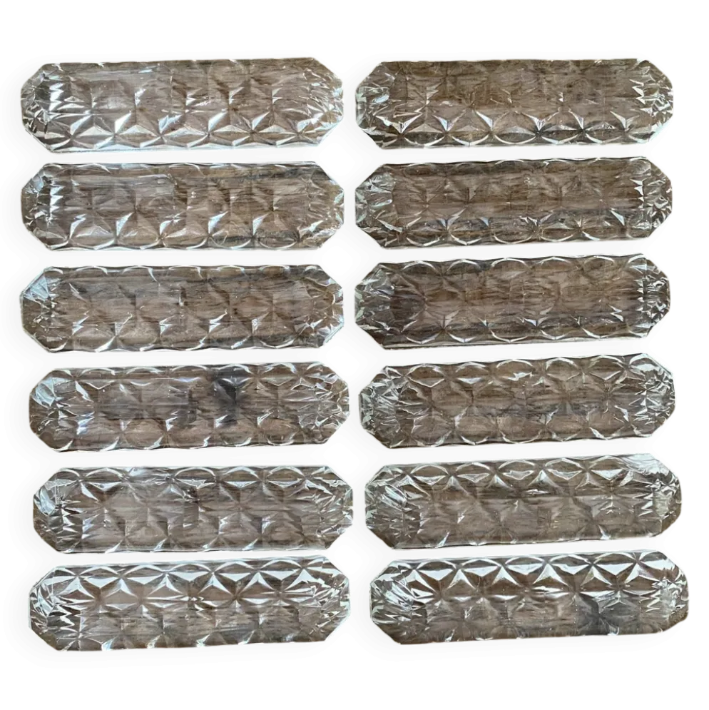 Porte couteaux en verre moulé , années 50-60