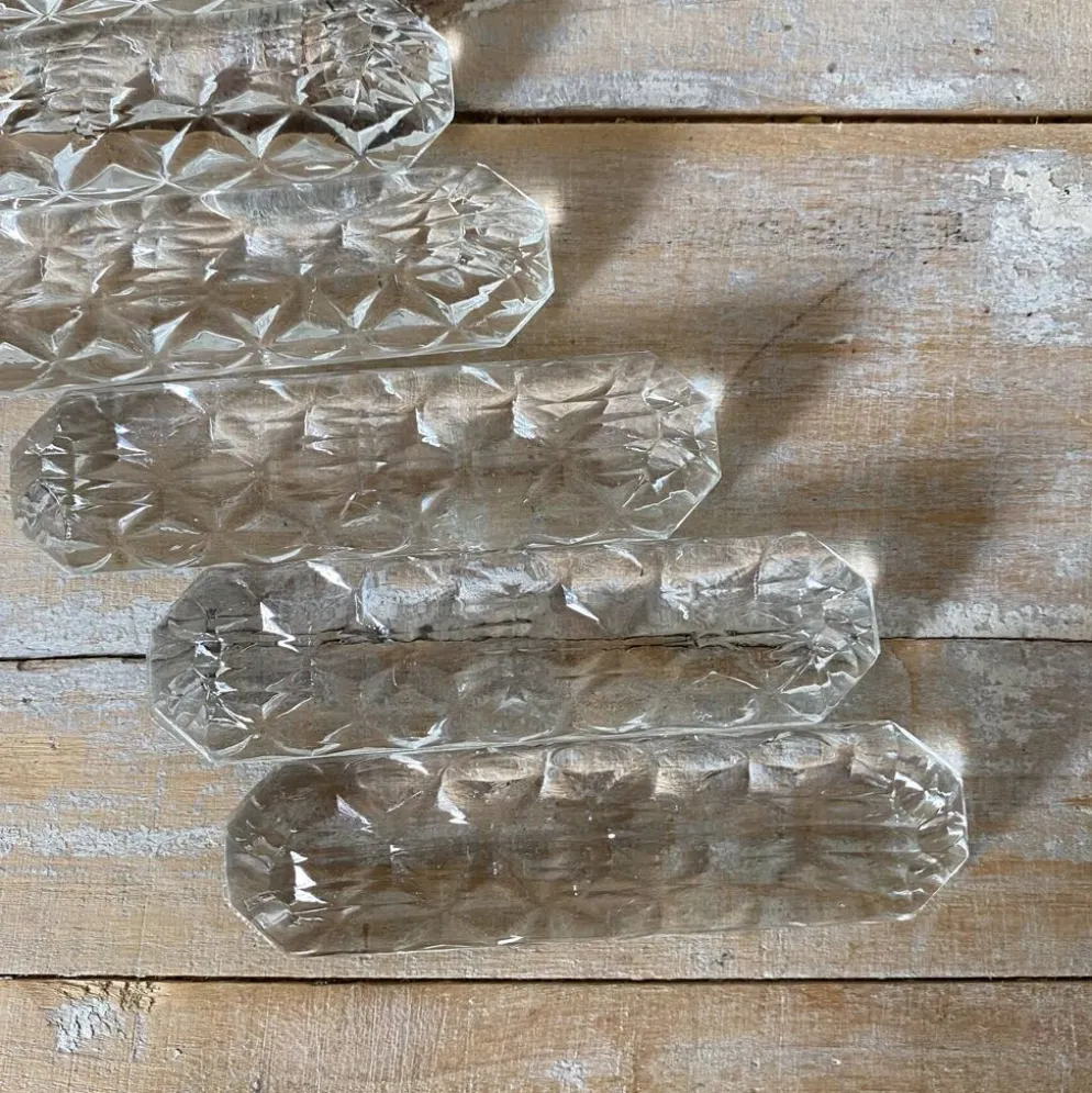 Porte couteaux en verre moulé , années 50-60