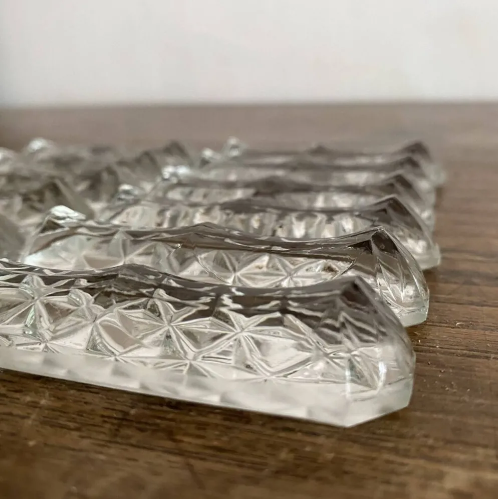 Porte couteaux en verre moulé , années 50-60