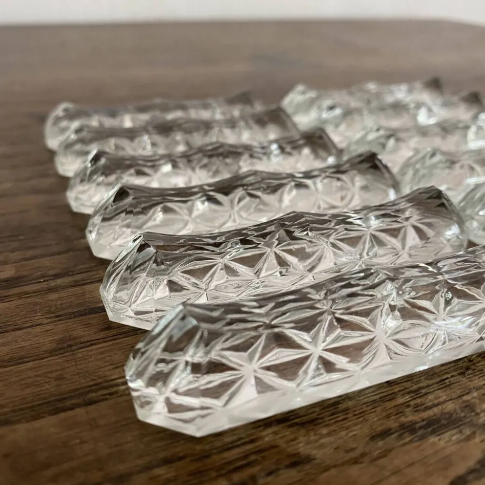 Porte couteaux en verre moulé , années 50-60