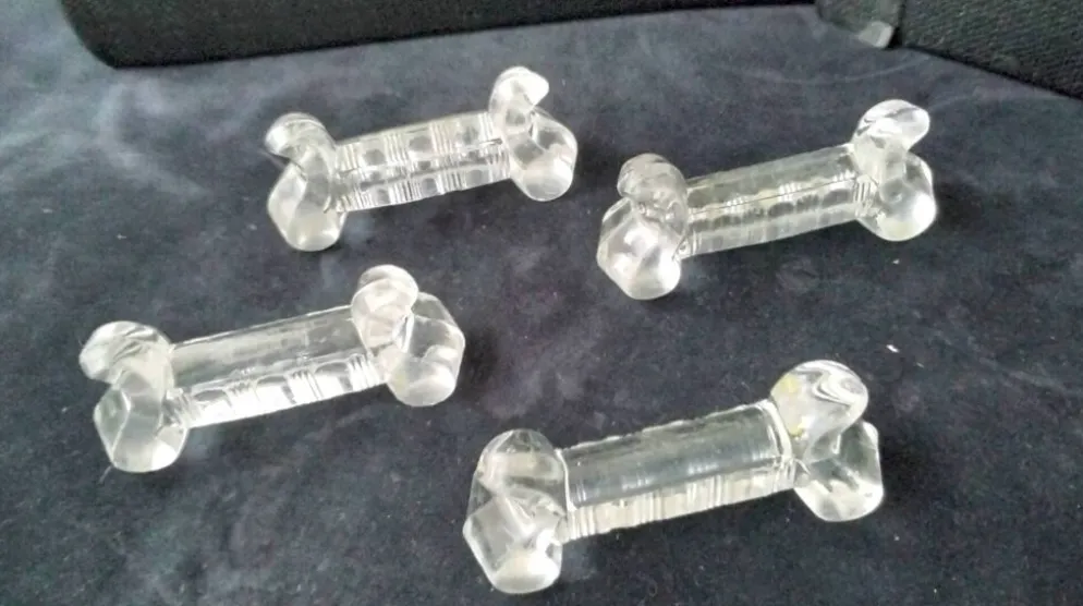 4 porte-couteaux en verre pressé moulé