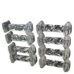 8 porte-couteaux en verre taillé