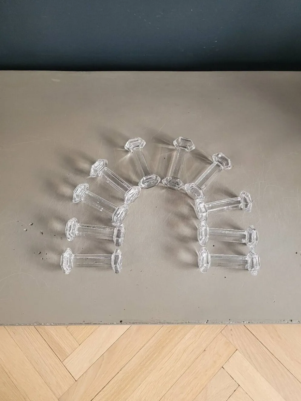 10 porte-couteaux hexagonaux en verre