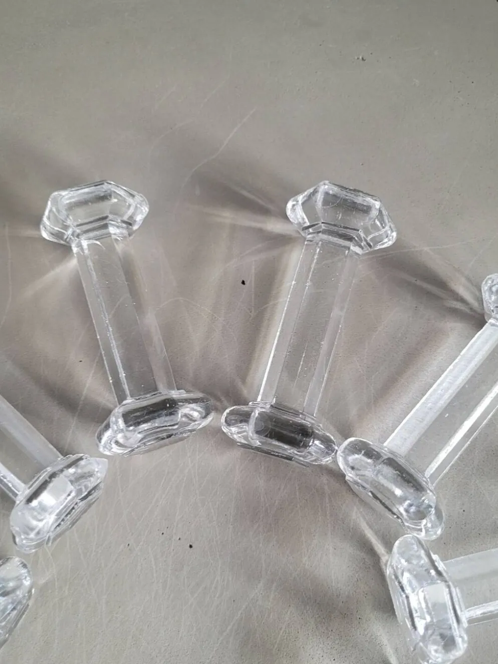 10 porte-couteaux hexagonaux en verre