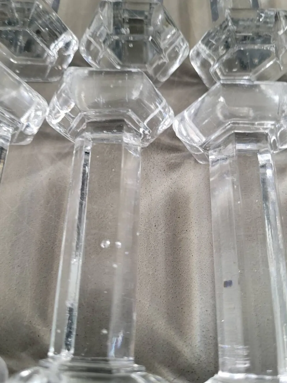 10 porte-couteaux hexagonaux en verre