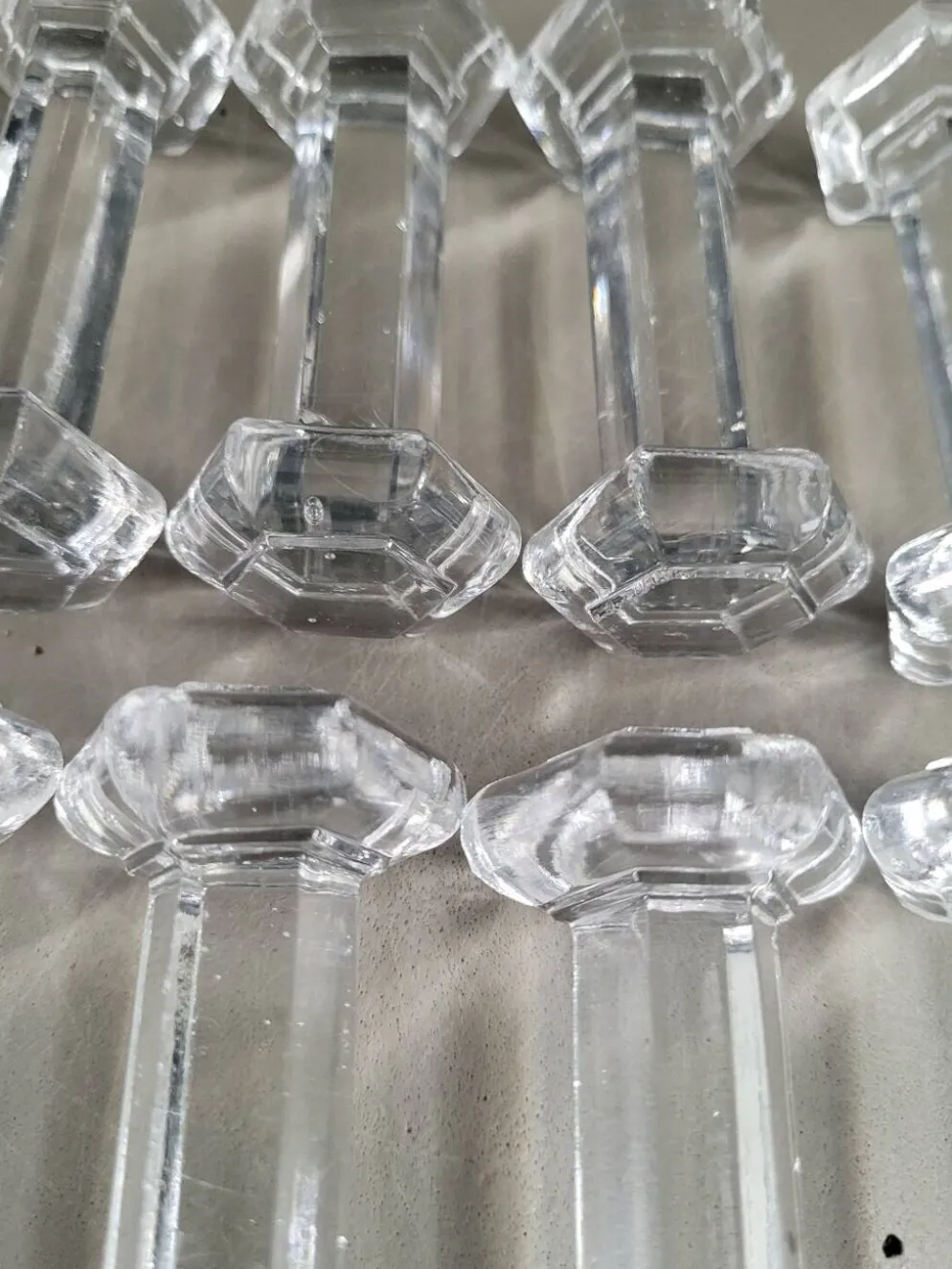 10 porte-couteaux hexagonaux en verre