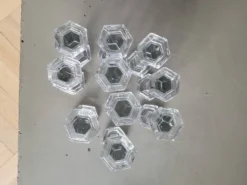 10 porte-couteaux hexagonaux en verre
