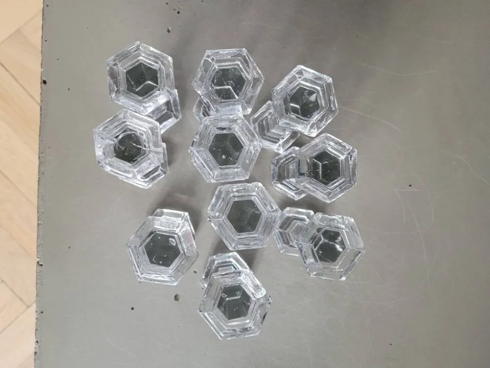 10 porte-couteaux hexagonaux en verre