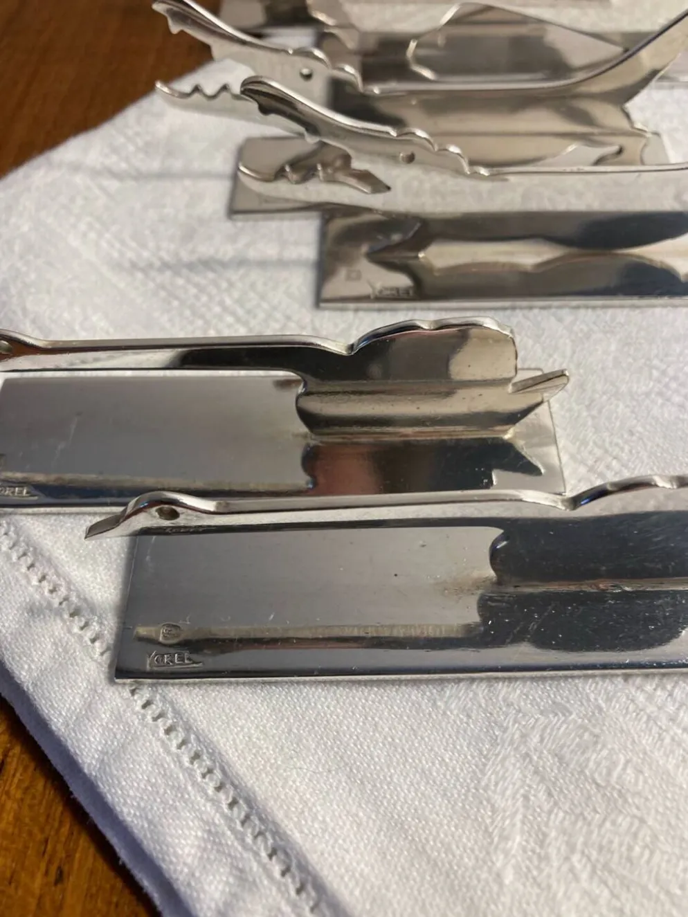 12 porte couteaux métal argenté Art Deco Yorel