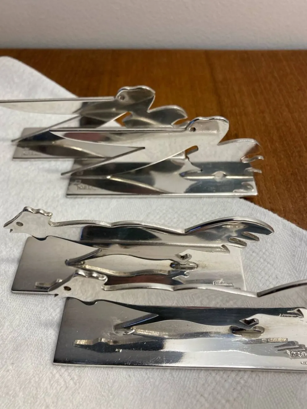 12 porte couteaux métal argenté Art Deco Yorel