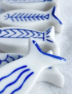6 porte-couteaux poissons en céramique