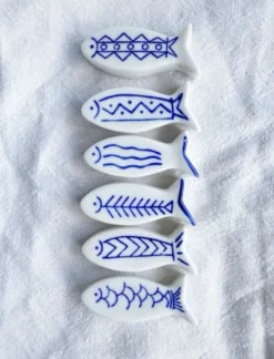 6 porte-couteaux poissons en céramique
