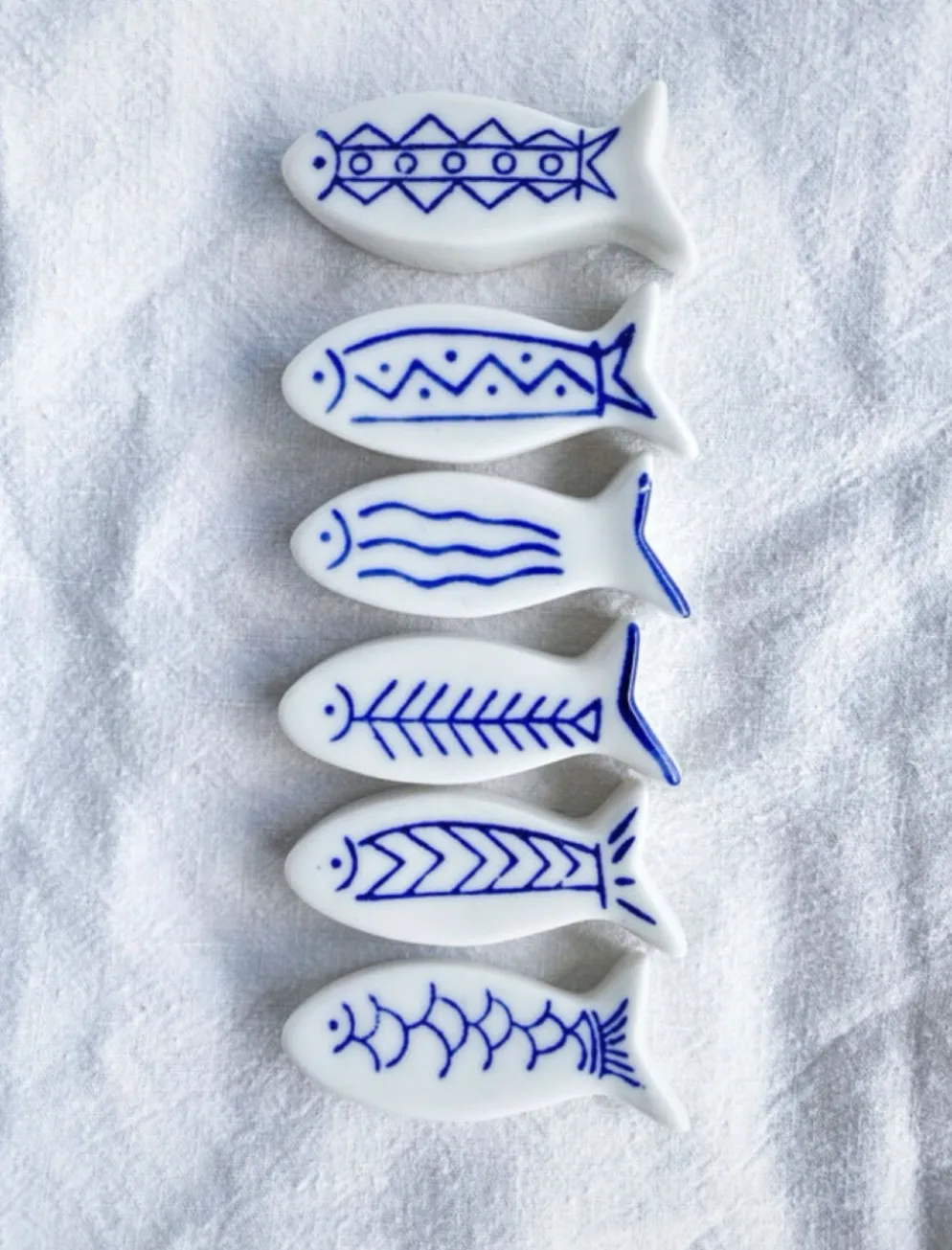 6 porte-couteaux poissons en céramique